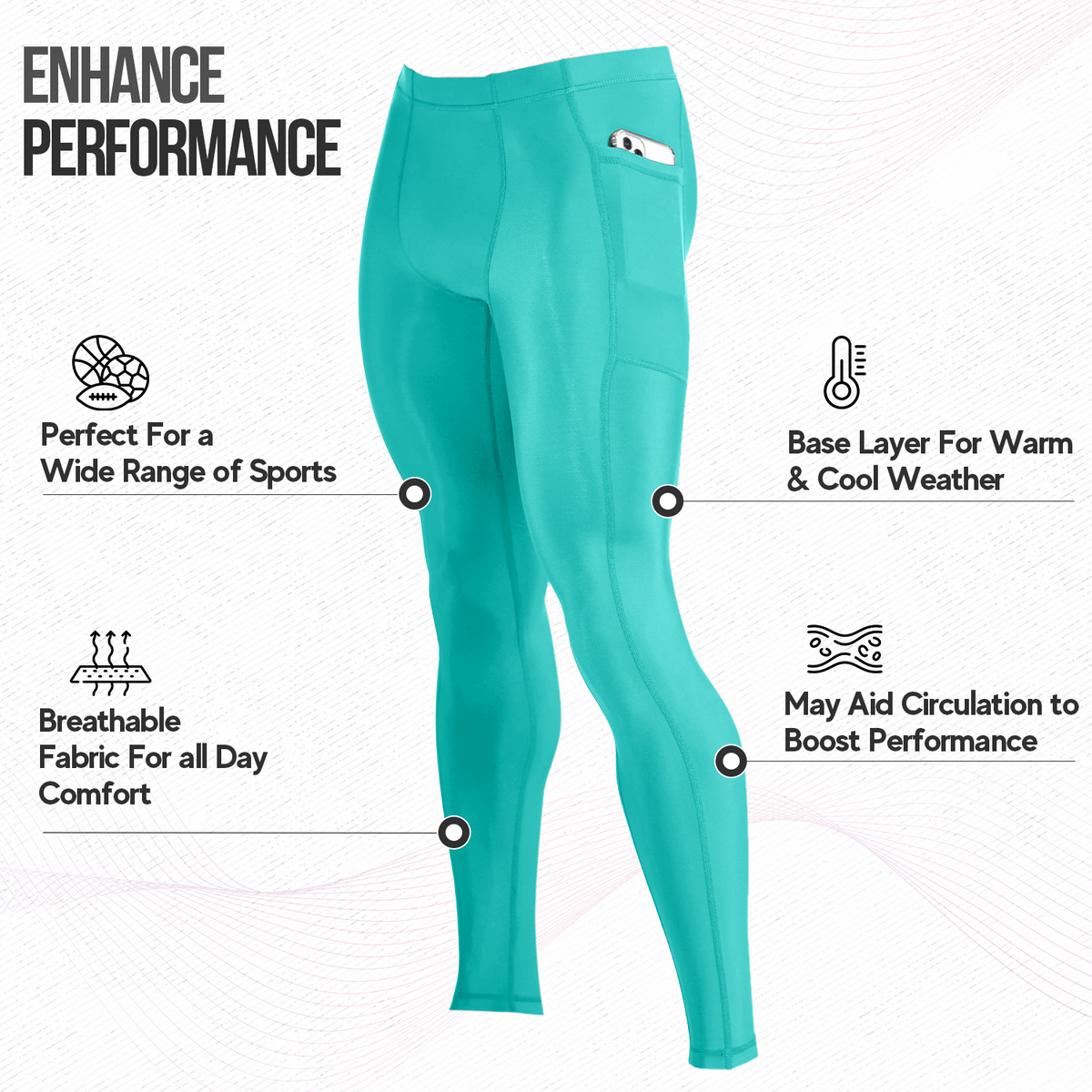 Men's Compression Pants W/ Pockets - Green