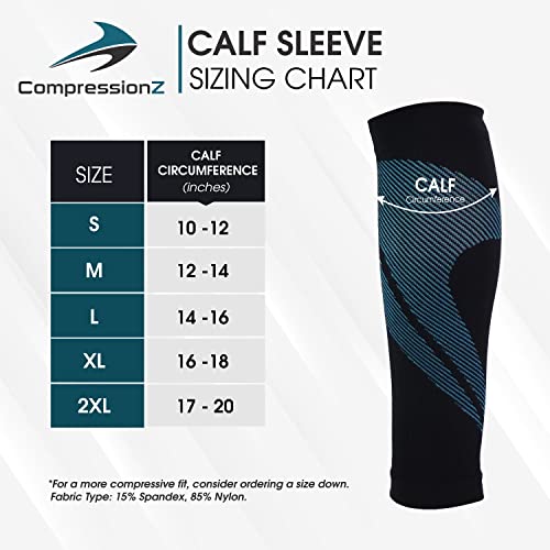 Compression Calf Sleeves - Black Teal