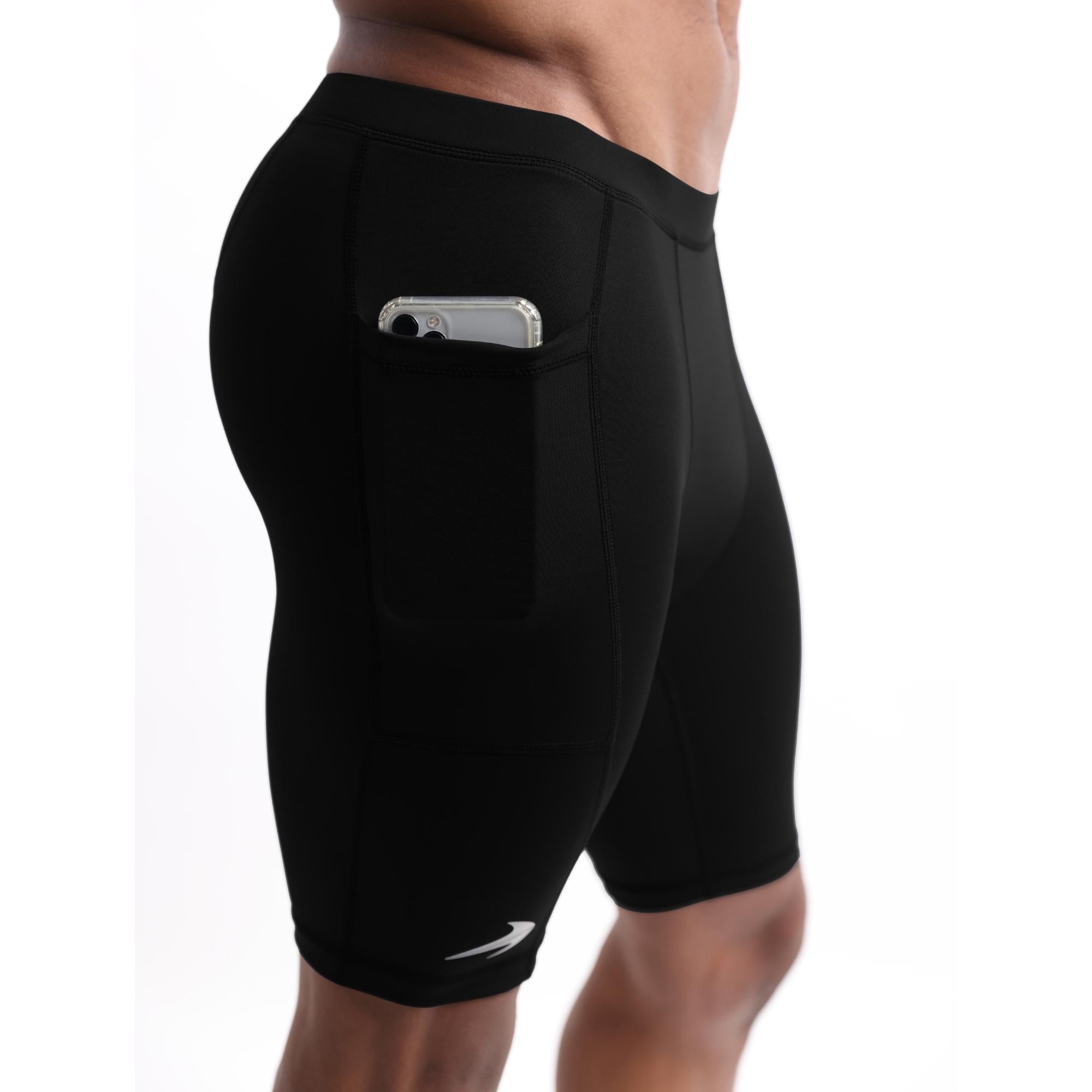 Men's 9" Compression Shorts W/ Pockets - Black