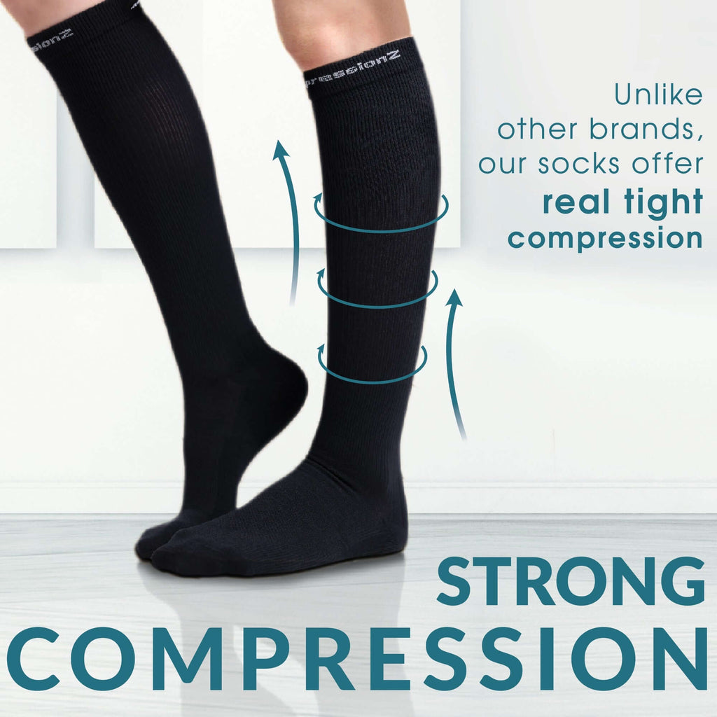 CompressionZ Compression Socks For Men & Women - 30 40 mmHG Graduated Medical Compression Wide Calf - Travel, Edema - Swelling in Feet & Legs