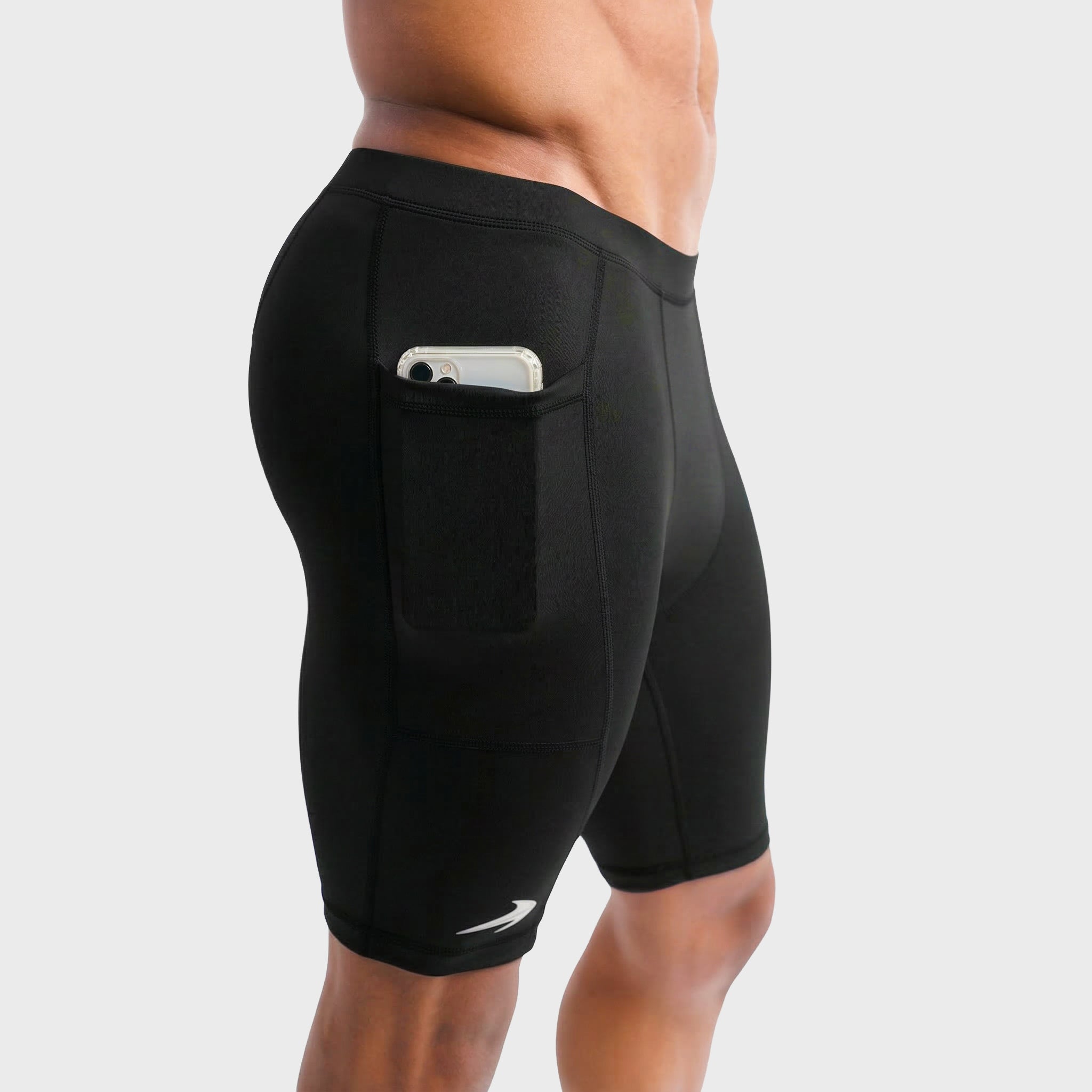 Men's 8" Polyester Compression Shorts W/ pockets