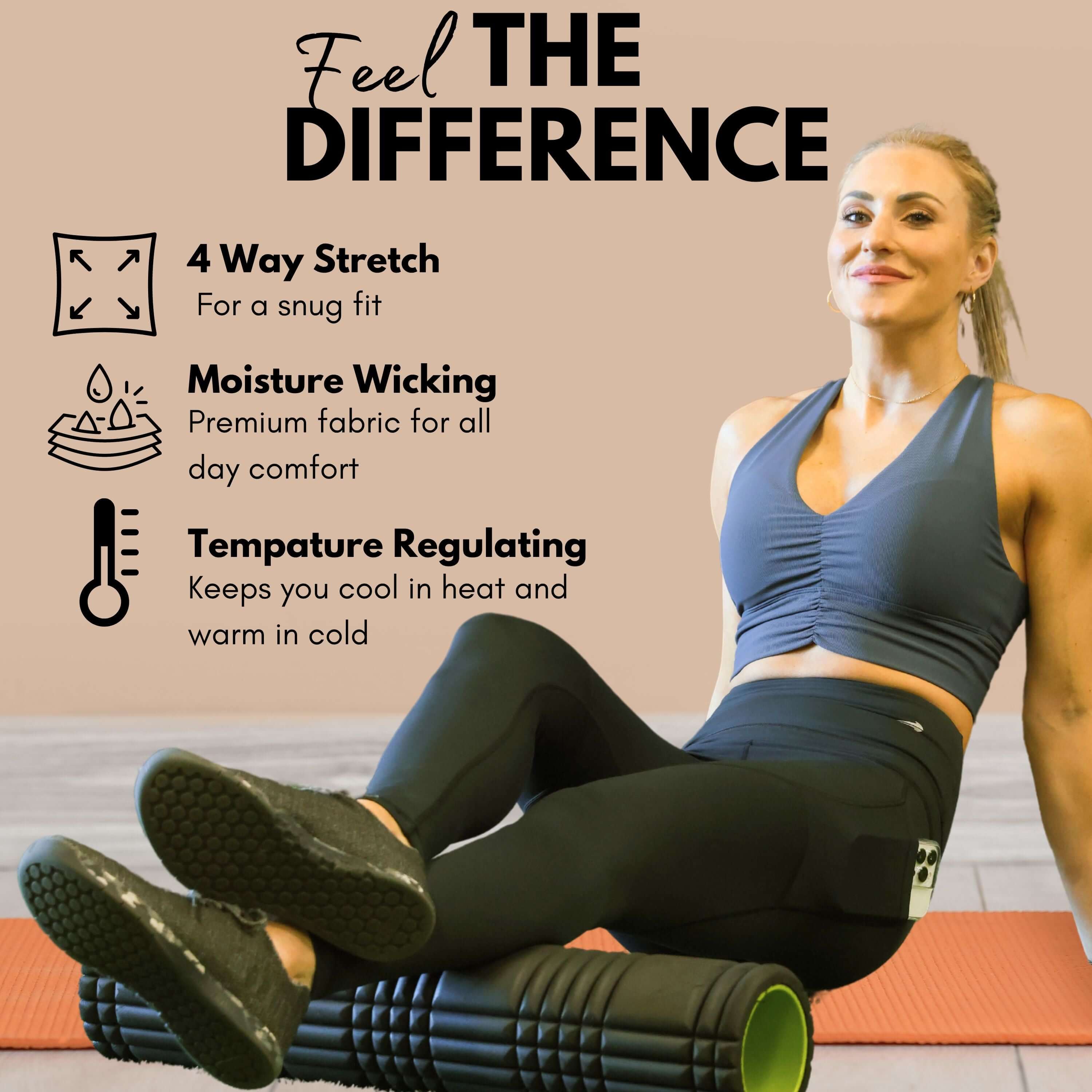 Women's Compression Leggings - Black with Back Zipper – CompressionZ
