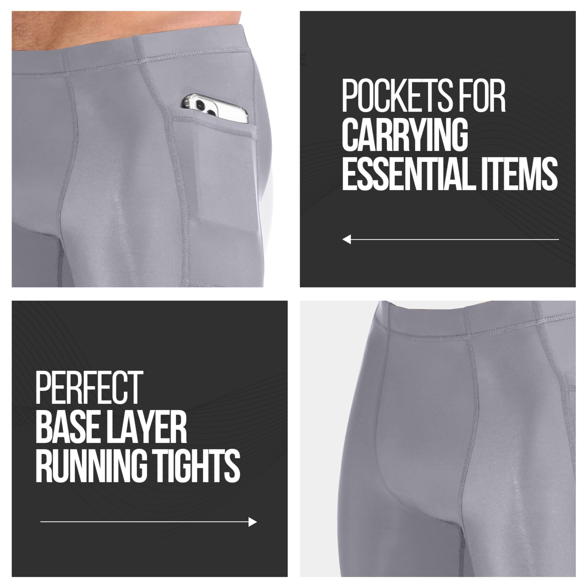 Men's Compression Pants W/ Pockets - Dark Gray