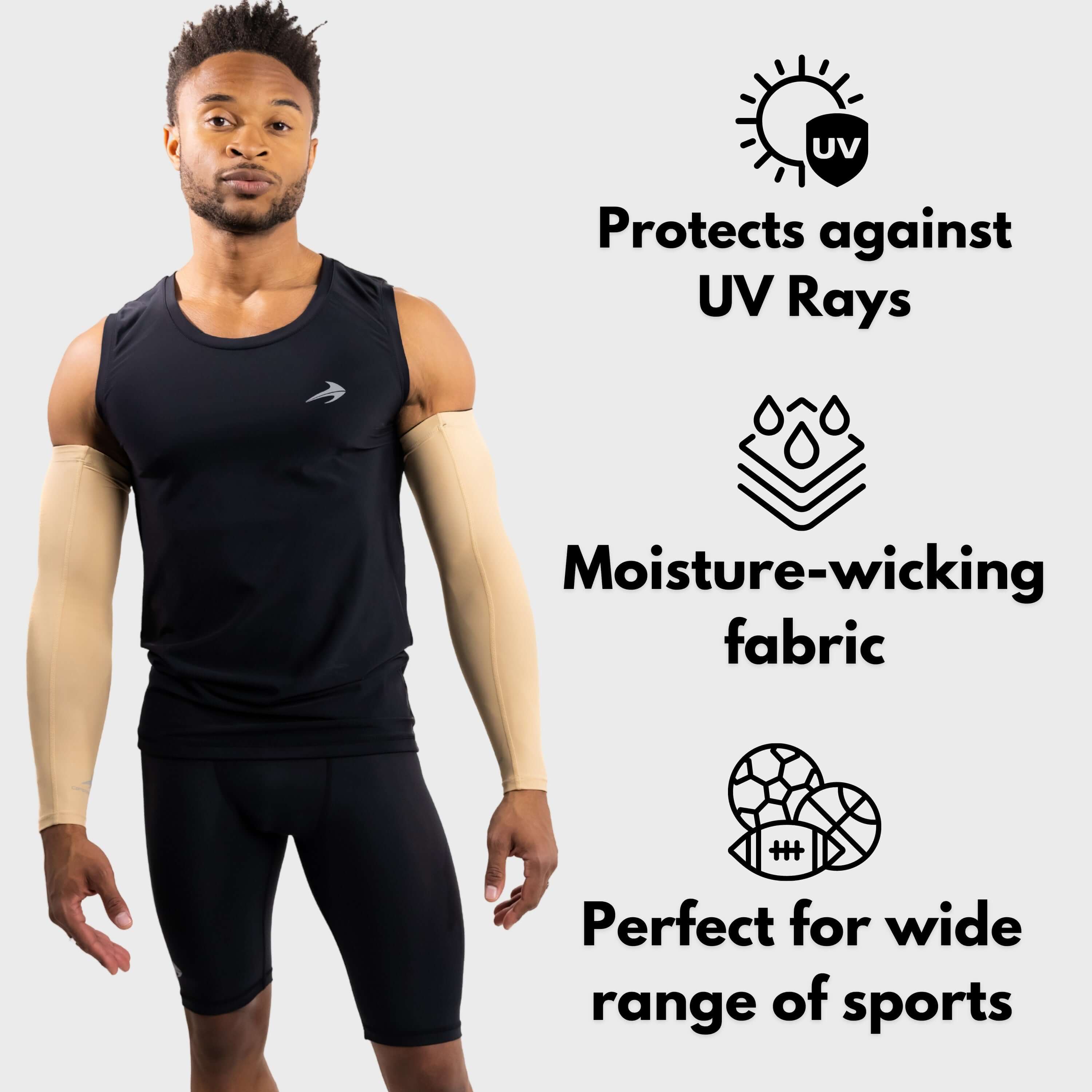 CompressionZ Compression Arm Sleeves, 50+ UV Sun Protection, Pain Relief and Muscle Support, Athletic Sport Compression, Breathable and Lightweight Design