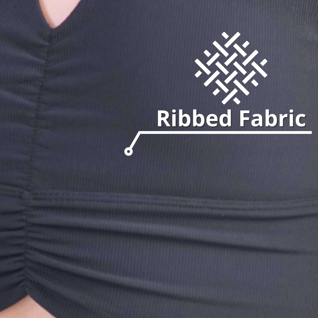 Women's Compression Ribbed Sports Bra. Flat Lock Seams Stitching, Supportive Fit & Removable Pads, 4-Way Stretch Technology, Stylish V-Neck Design.