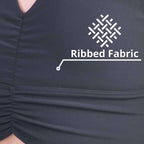 Women's Compression Ribbed Sports Bra. Flat Lock Seams Stitching, Supportive Fit & Removable Pads, 4-Way Stretch Technology, Stylish V-Neck Design.