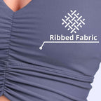 Women's Compression Ribbed Sports Bra. Flat Lock Seams Stitching, Supportive Fit & Removable Pads, 4-Way Stretch Technology, Stylish V-Neck Design.