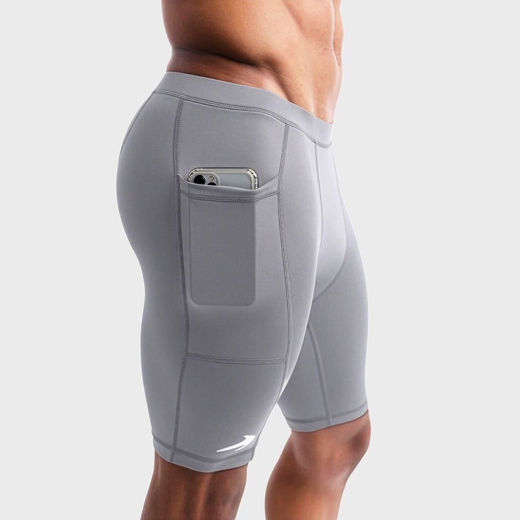Men's 8" Polyester Compression Shorts W/ pockets