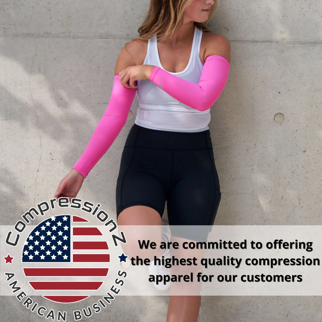 CompressionZ Compression Arm Sleeves, 50+ UV Sun Protection, Pain Relief and Muscle Support, Athletic Sport Compression, Breathable and Lightweight Design