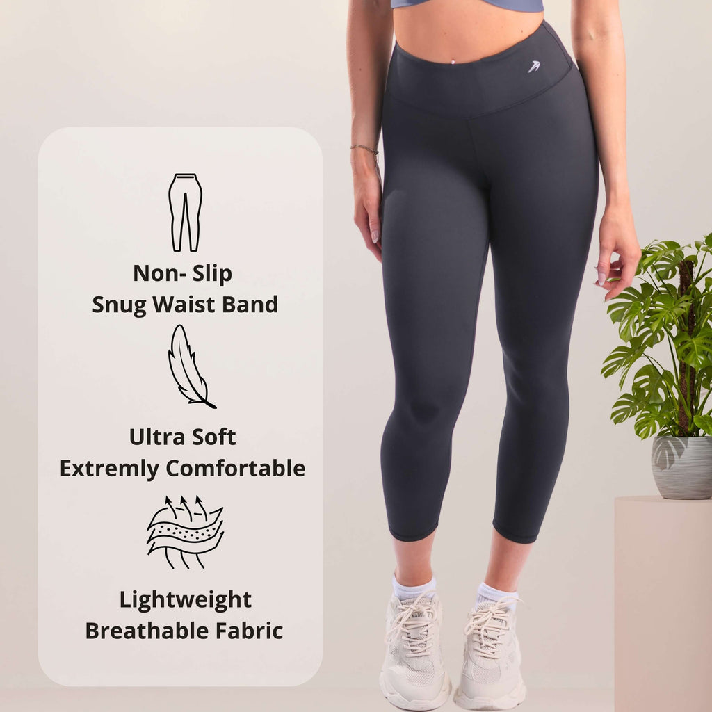 Women's compression 7/8 leggings for faster recovery, superior muscle support, and improved circulation. Wicking, breathable, anti-itch material.