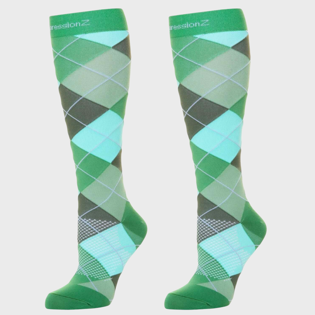 Compression Socks (20-30 mmHg) - Argyle Green