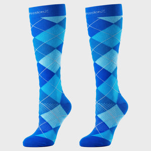 Compression Socks (30-40 mmHg) - Argyle Blue