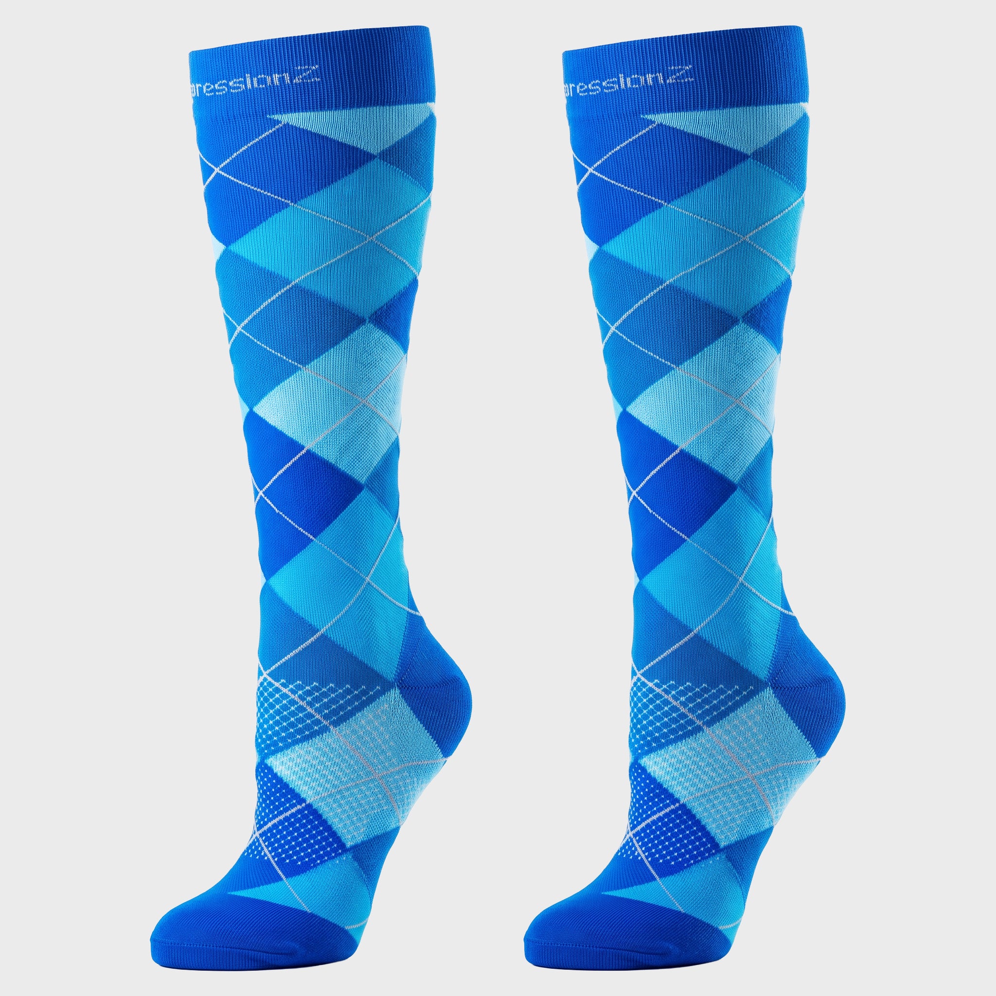 Compression Socks (30-40 mmHg) - Argyle Blue