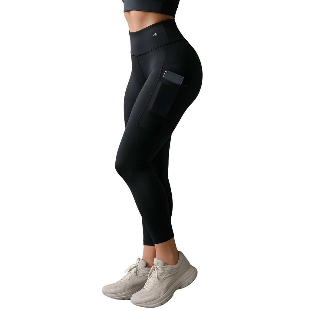 Women's Compression 7/8 Leggings - Black W/  Pockets