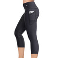 Women's Compression Capris W/ Pockets - Black