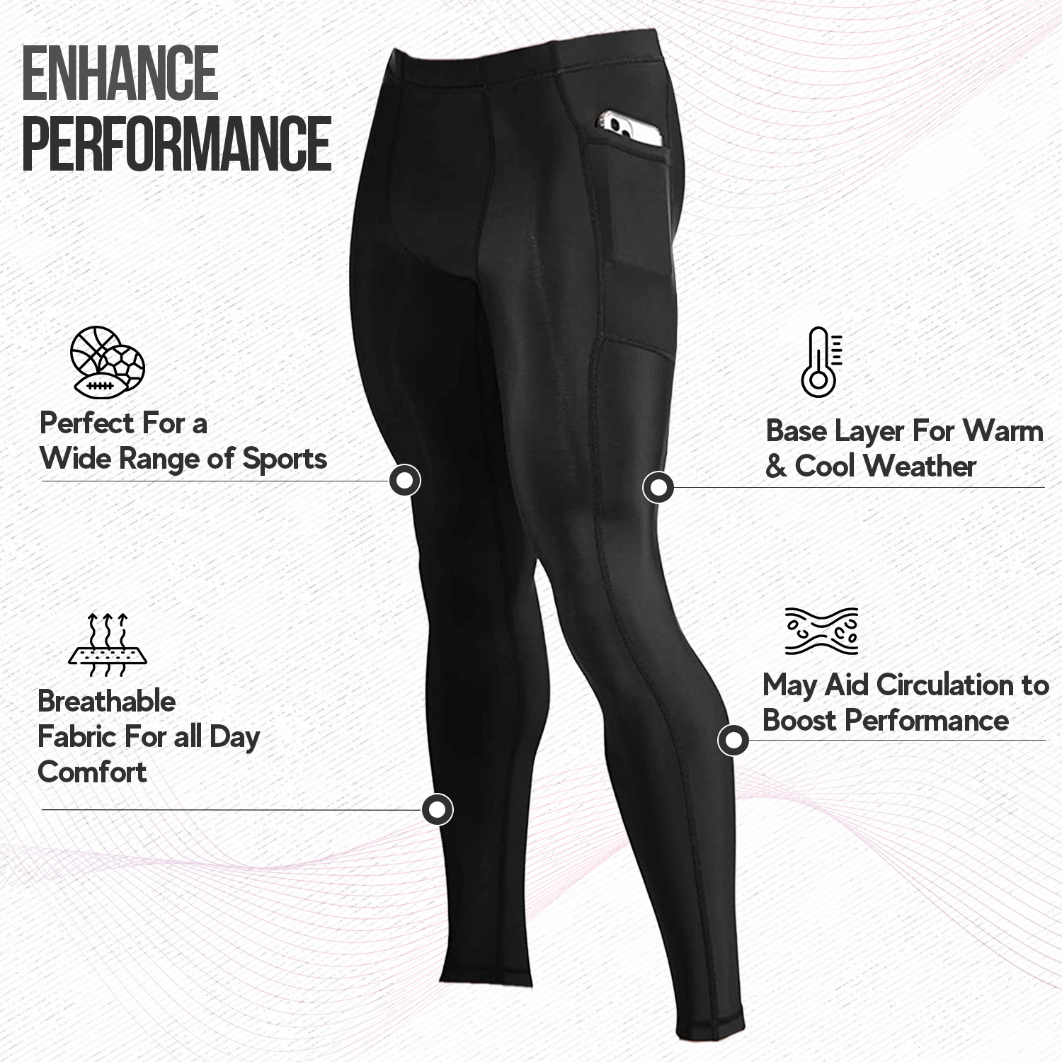 Compression tights with deals pockets