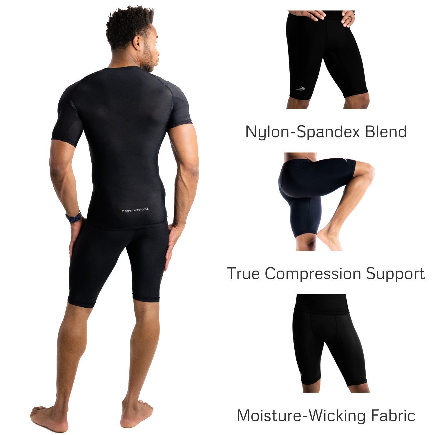 Men's 9" Compression Shorts - Black