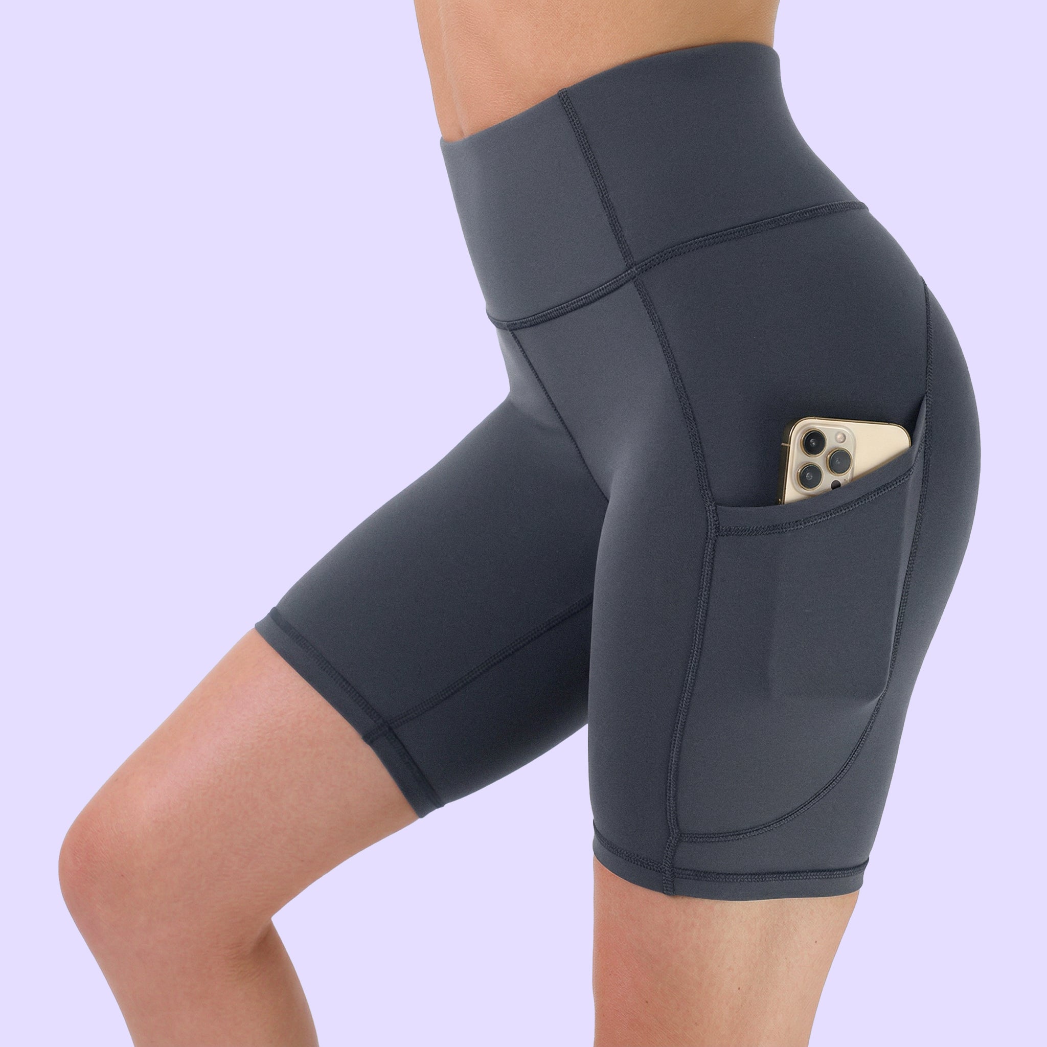 Women's Biker Shorts W/ Pockets - 7" Carbon Gray