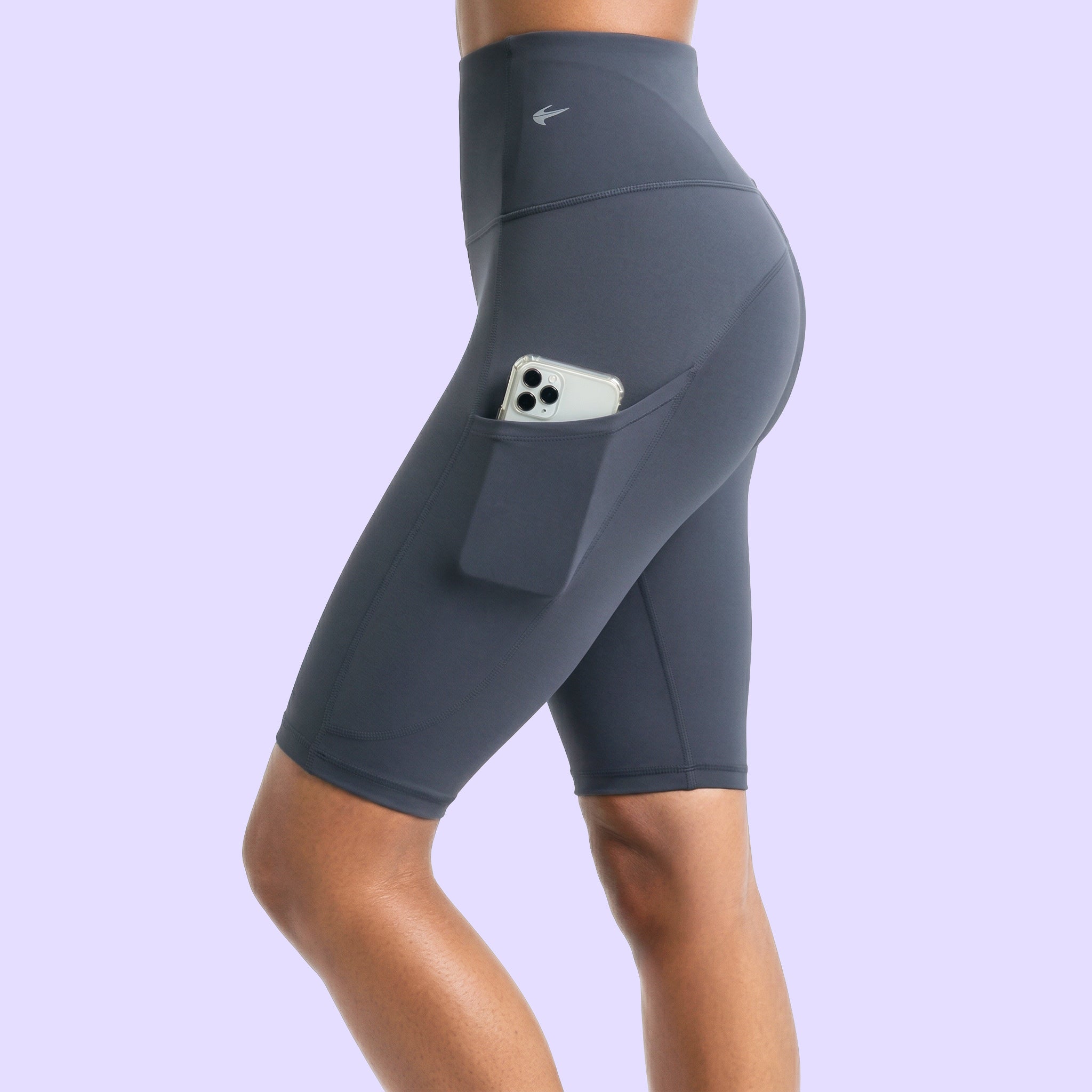 Women's Biker Shorts W/ Pockets - 10" Carbon Gray