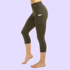 Women's Compression Capris W/ Pockets - Olive