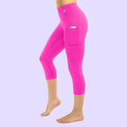 Women's Compression Capris W/ Pockets - Pink