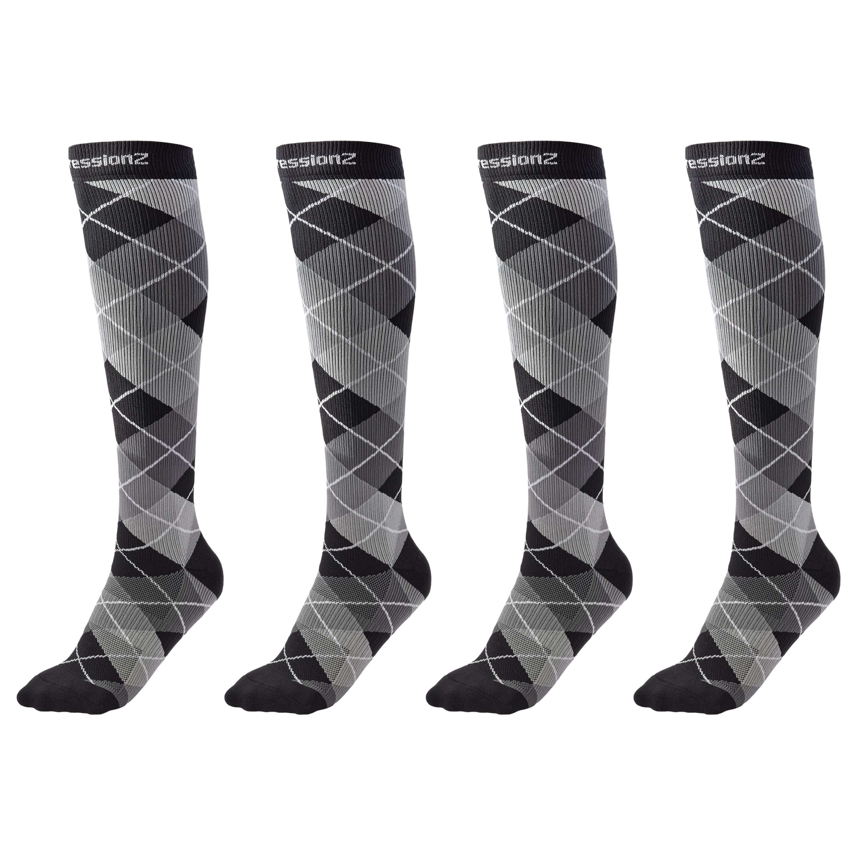 Compression Socks (30-40 mmHg) - Argyle Black 2 Pack – CompressionZ