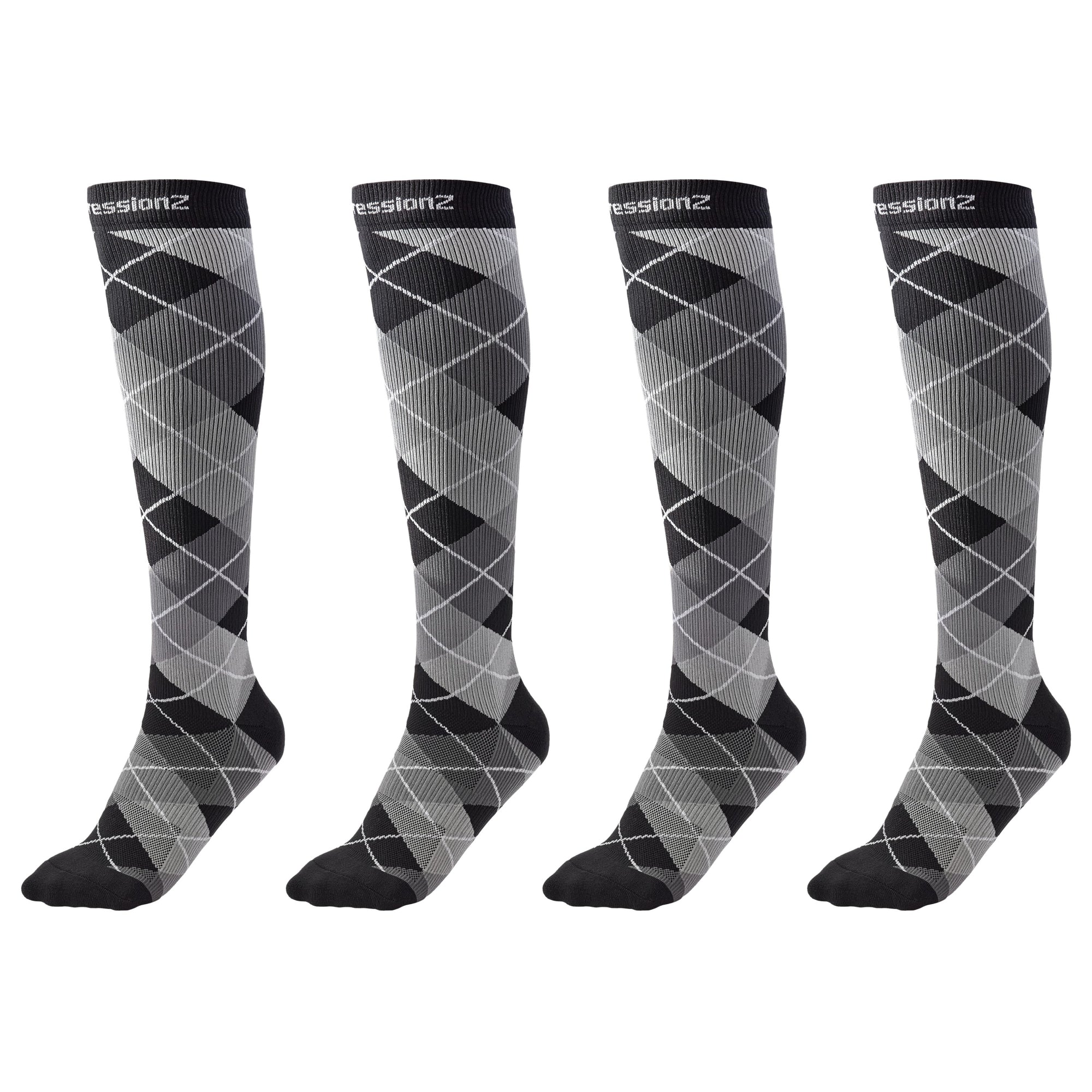 Compression Socks (30-40 mmHg) - Argyle Black 2 Pack