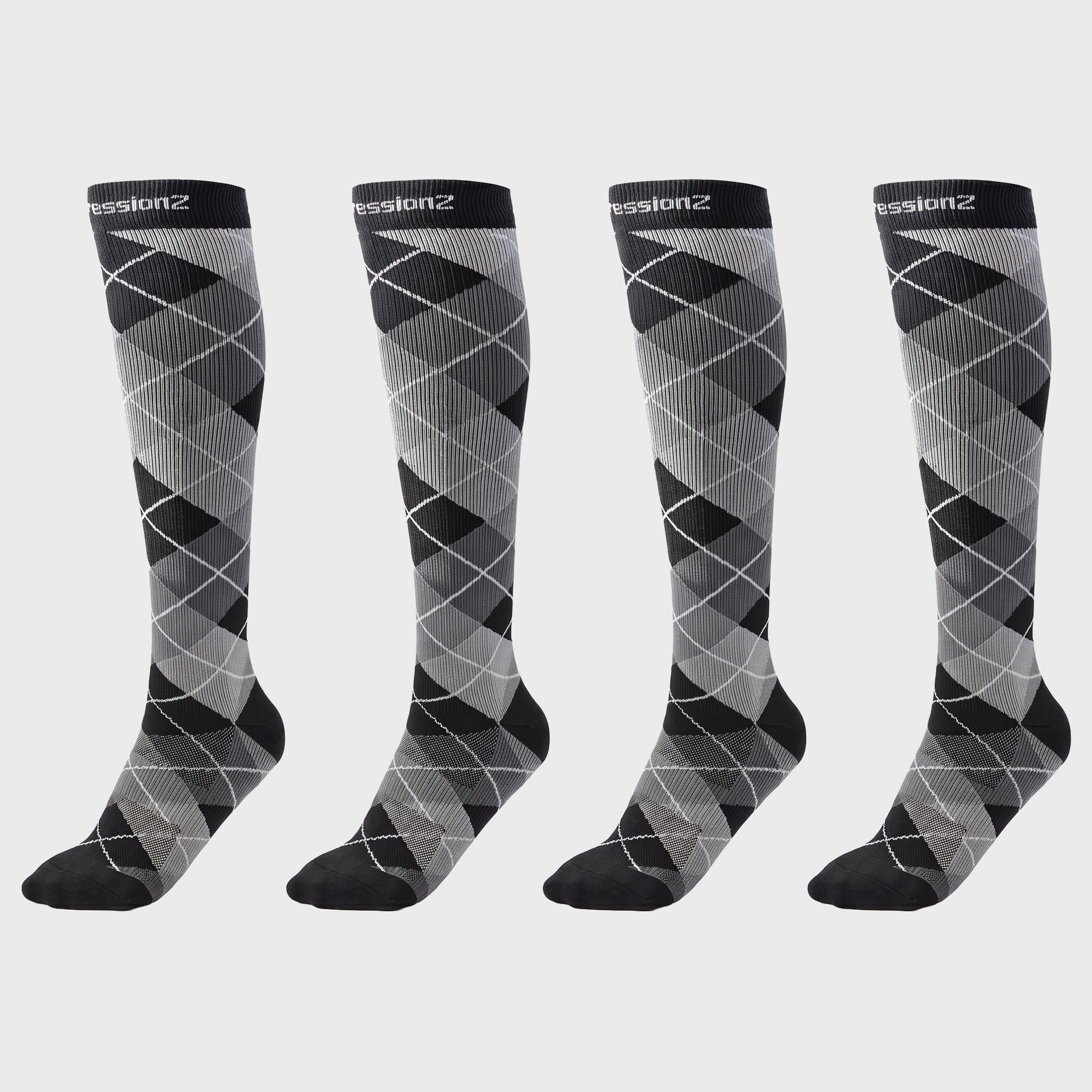Compression Socks (30-40 mmHg) - Argyle Black 2 Pack