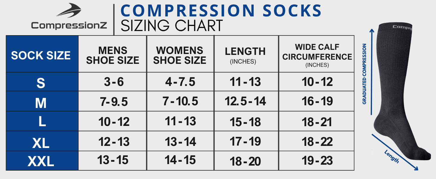 Wide Calf Compression Socks (30-40 mmHg) - Black