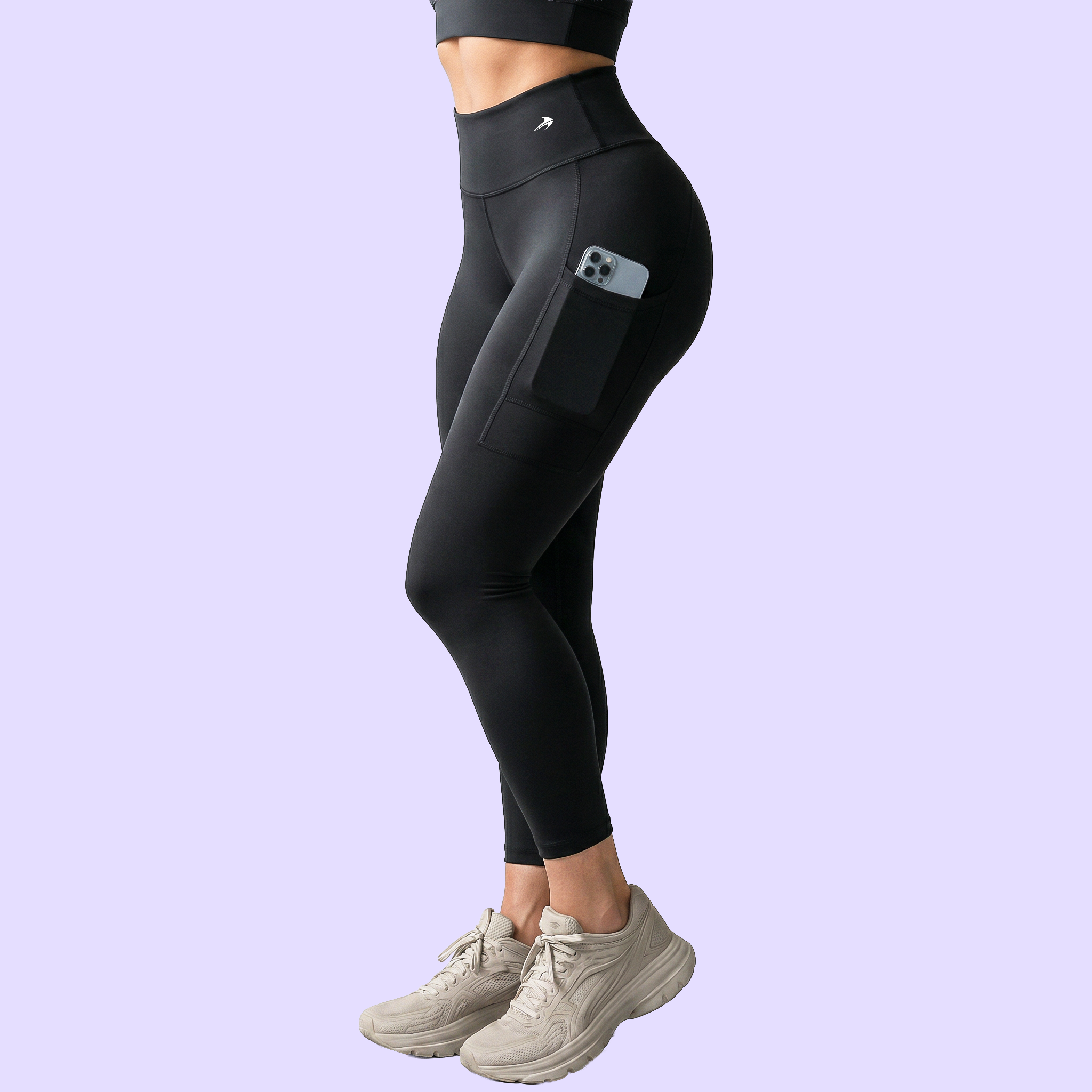 Women's Compression 7/8 Leggings - Black W/  Pockets