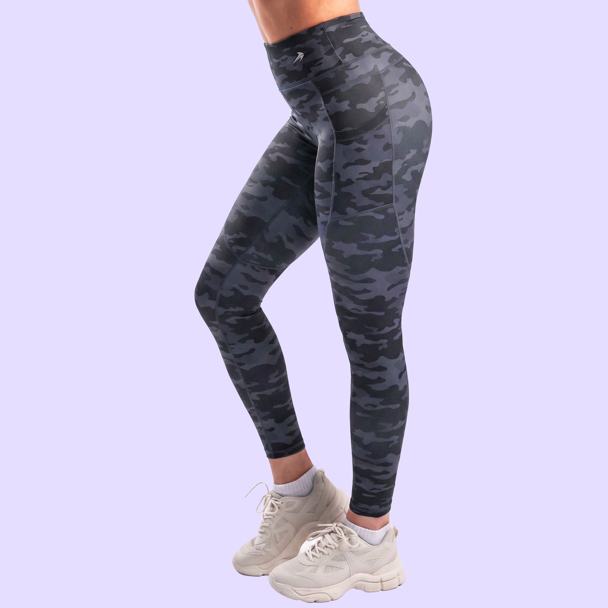 Women's Compression Leggings W/ Pockets - Camo Black