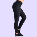 Women's Ribbed Luxe Compression Leggings - Black