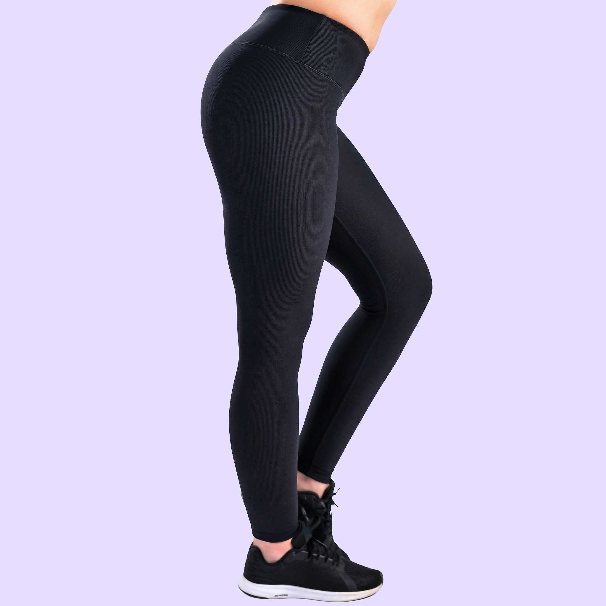 Women's Ribbed Compression Leggings - Black