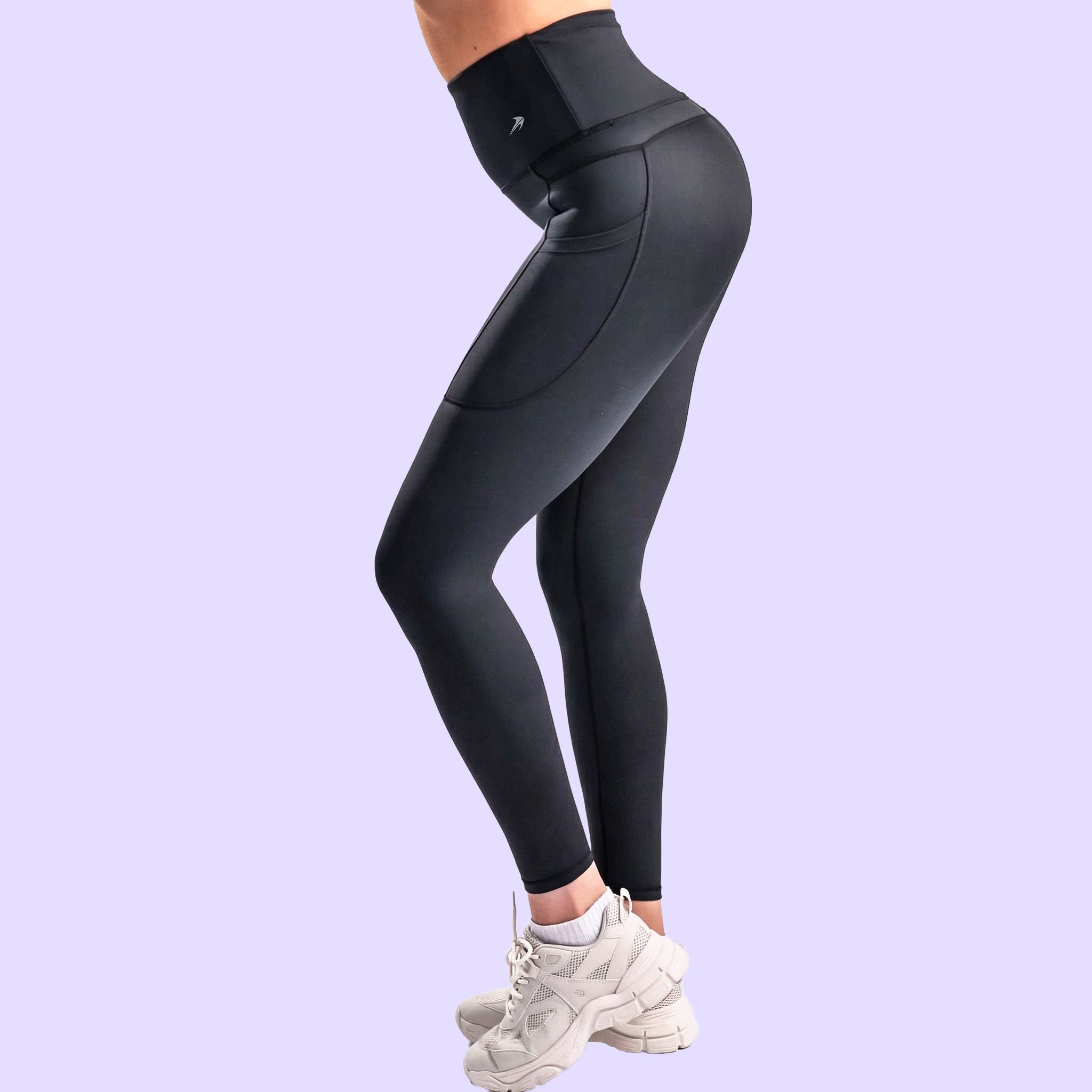 Women's Compression Leggings Super High Waist W/ Pockets - Black