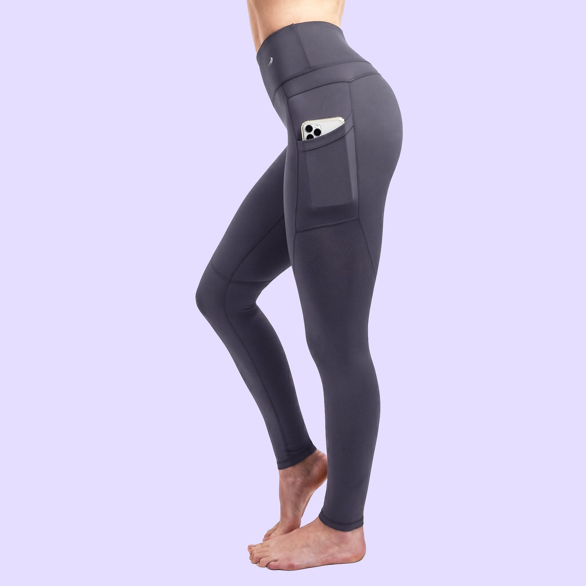 Women's Compression Leggings Super High Waist W/ Pockets - Carbon Gray