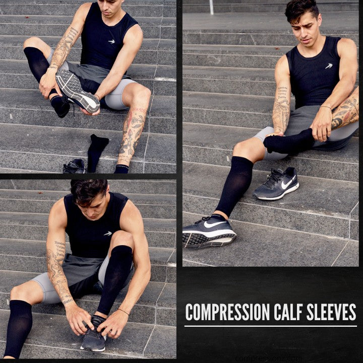 Compression Calf Sleeves - Black Orange