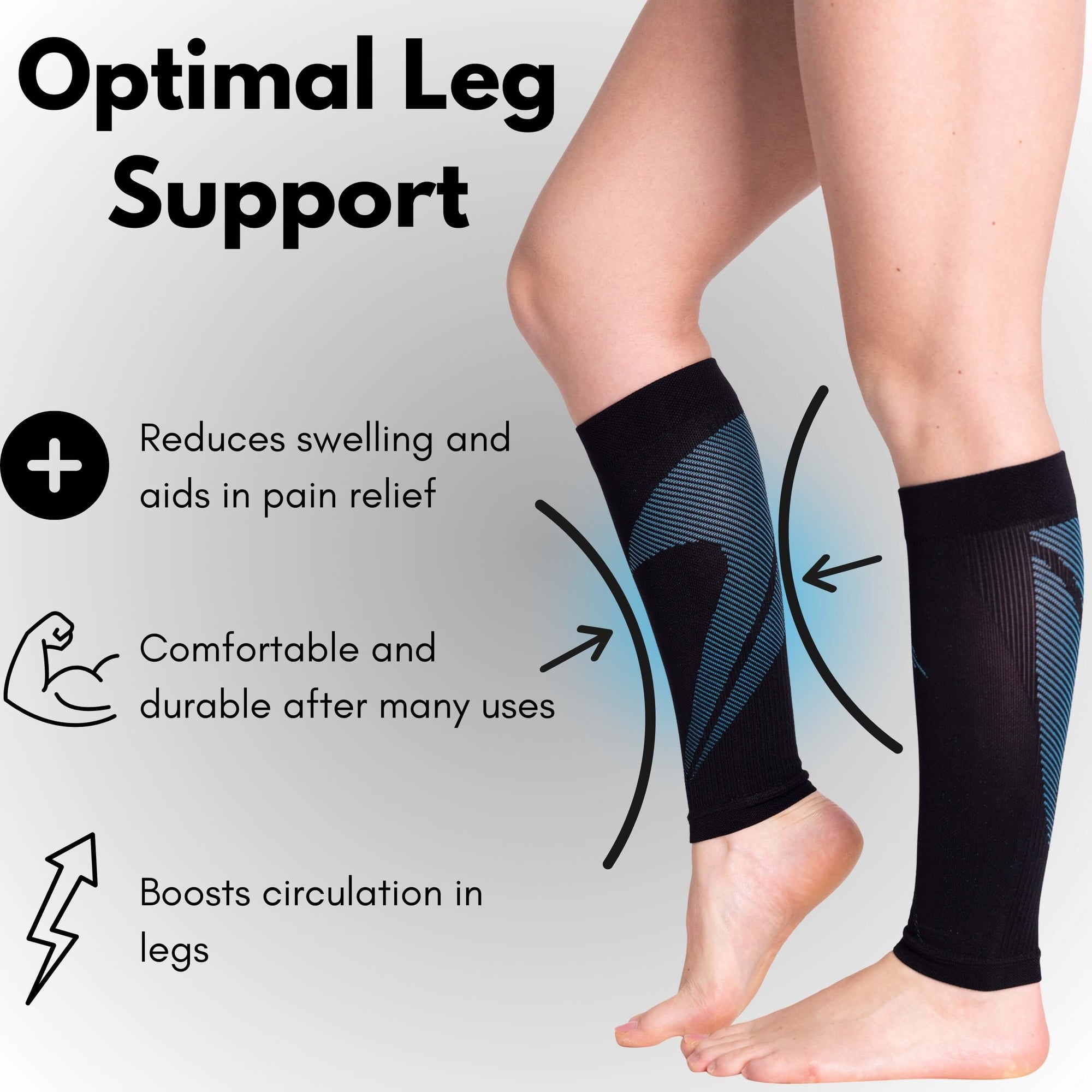 Compression Calf Sleeves (30-40mmHg) Black Teal - Main Image