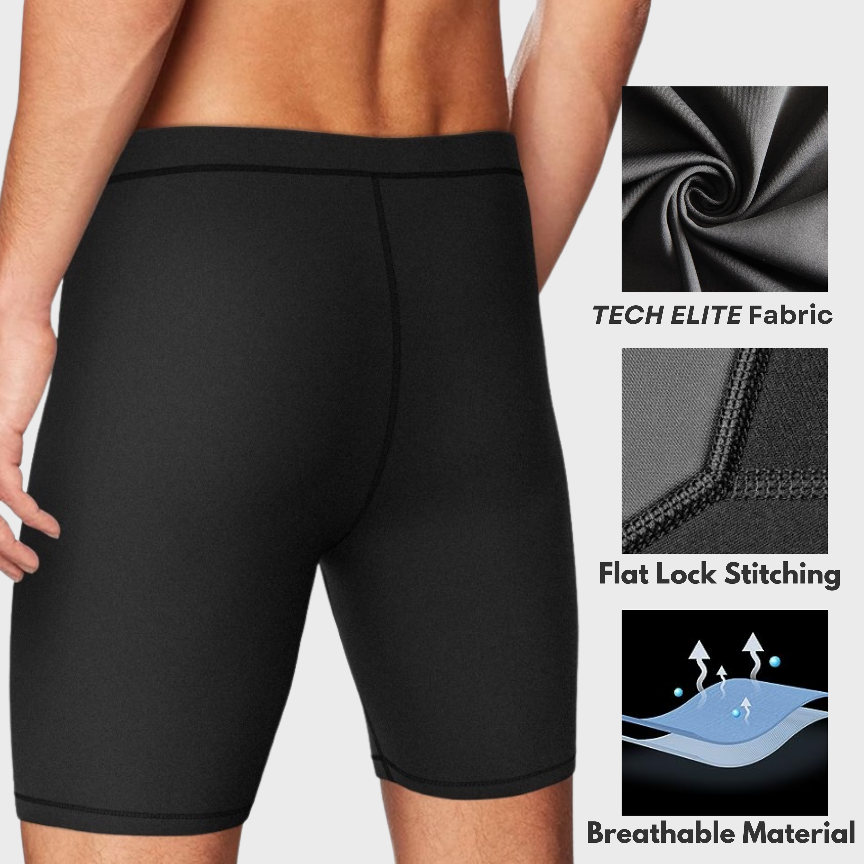 Men's 8" Compression Tech Elite Shorts - Black