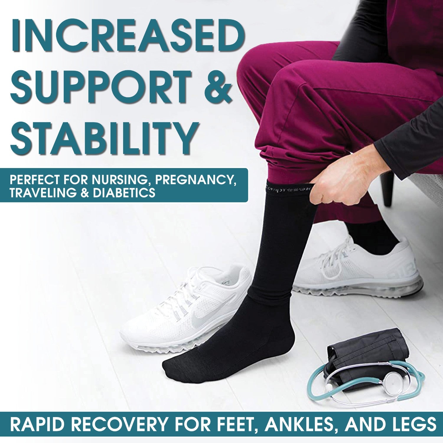 Compression Socks (20-30 mmHg) - Checkered Black