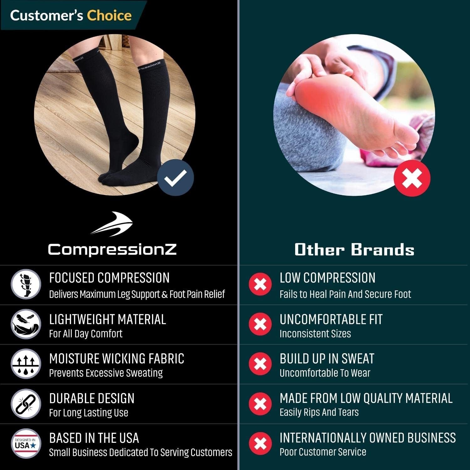 Compression Socks (20-30 mmHg) - Checkered Black