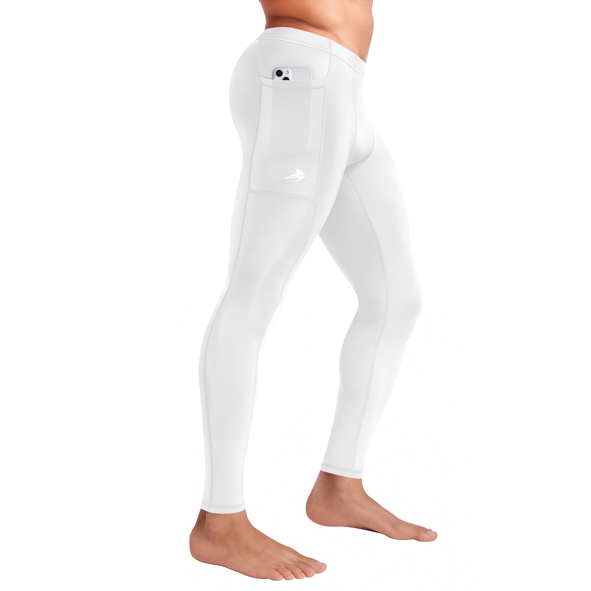 Men's Compression Pants W/ Pockets - White