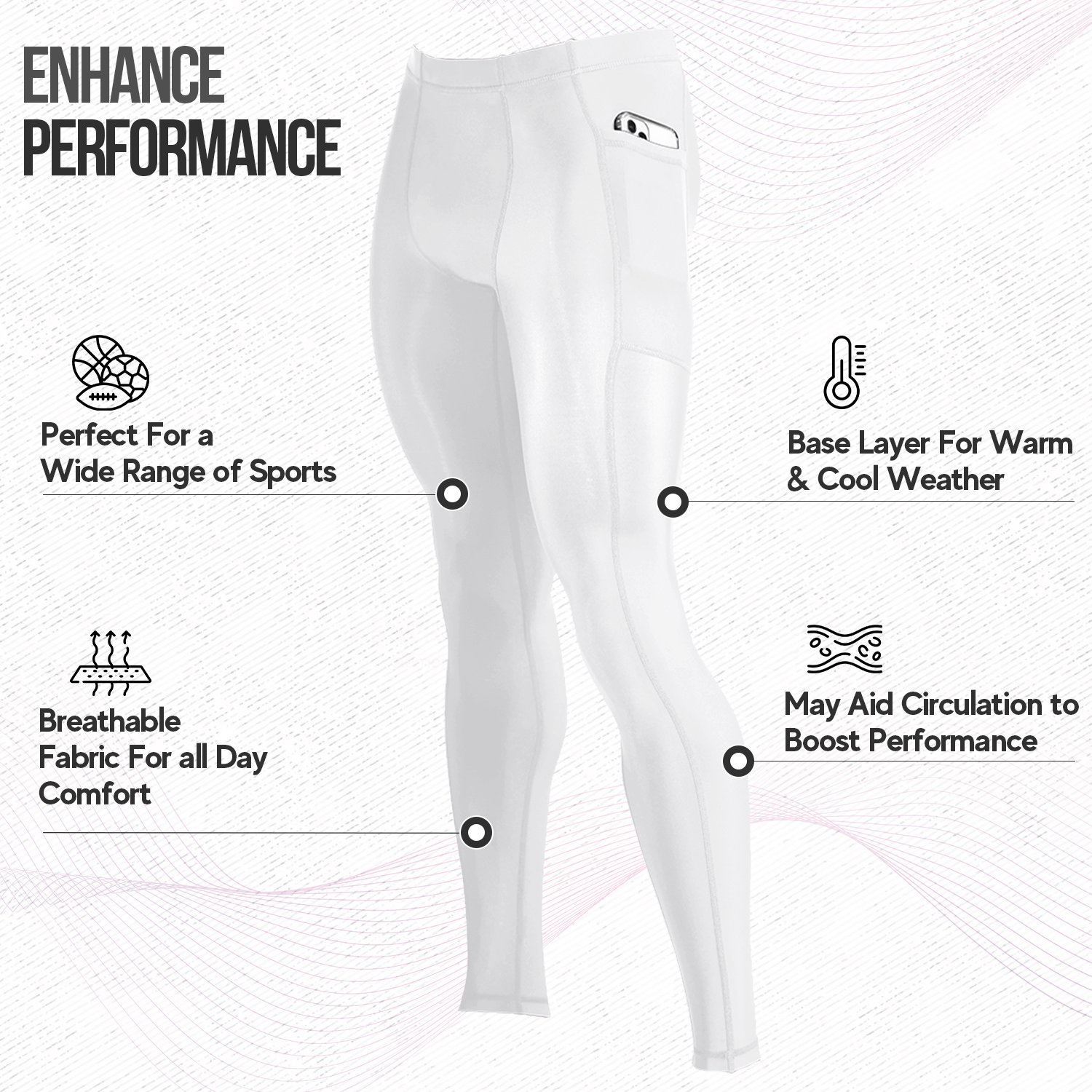 Compression Pants Men for Workout, Sports, High-Performance Support, Optimal Base Layer, Breathable Fabric, Athlete Approved, Superior Quality