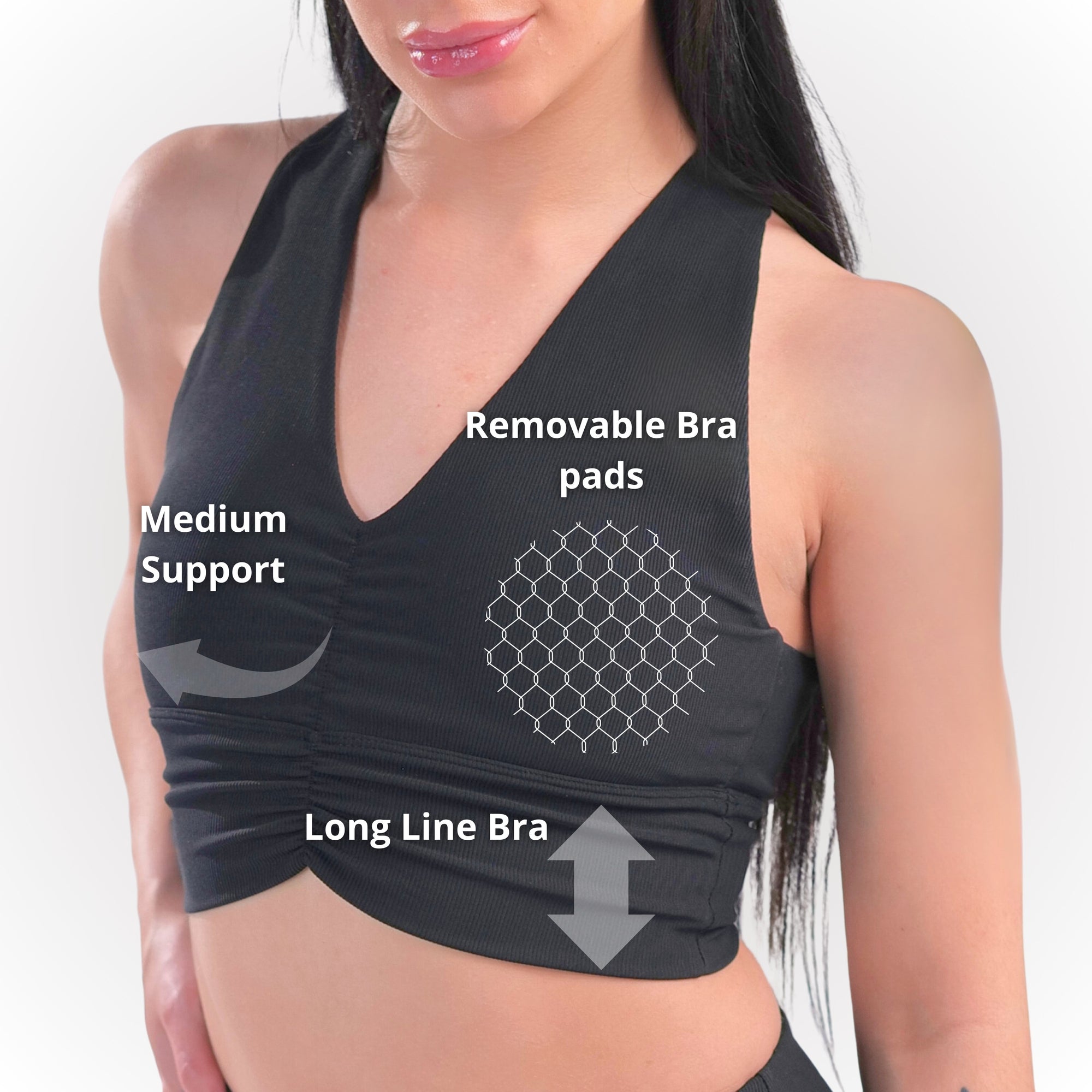 Women's Ribbed Sports Bra - Black