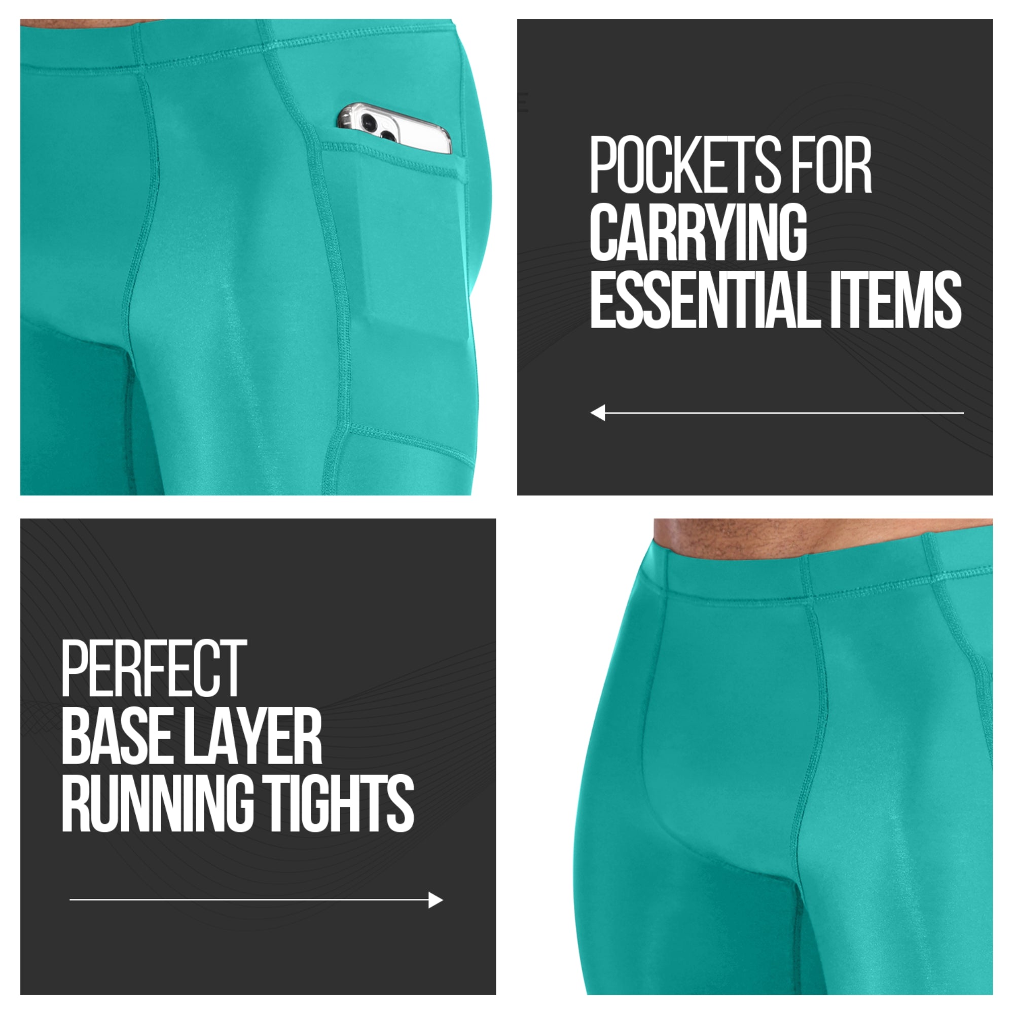 Men's Compression Pants W/ Pockets - Green
