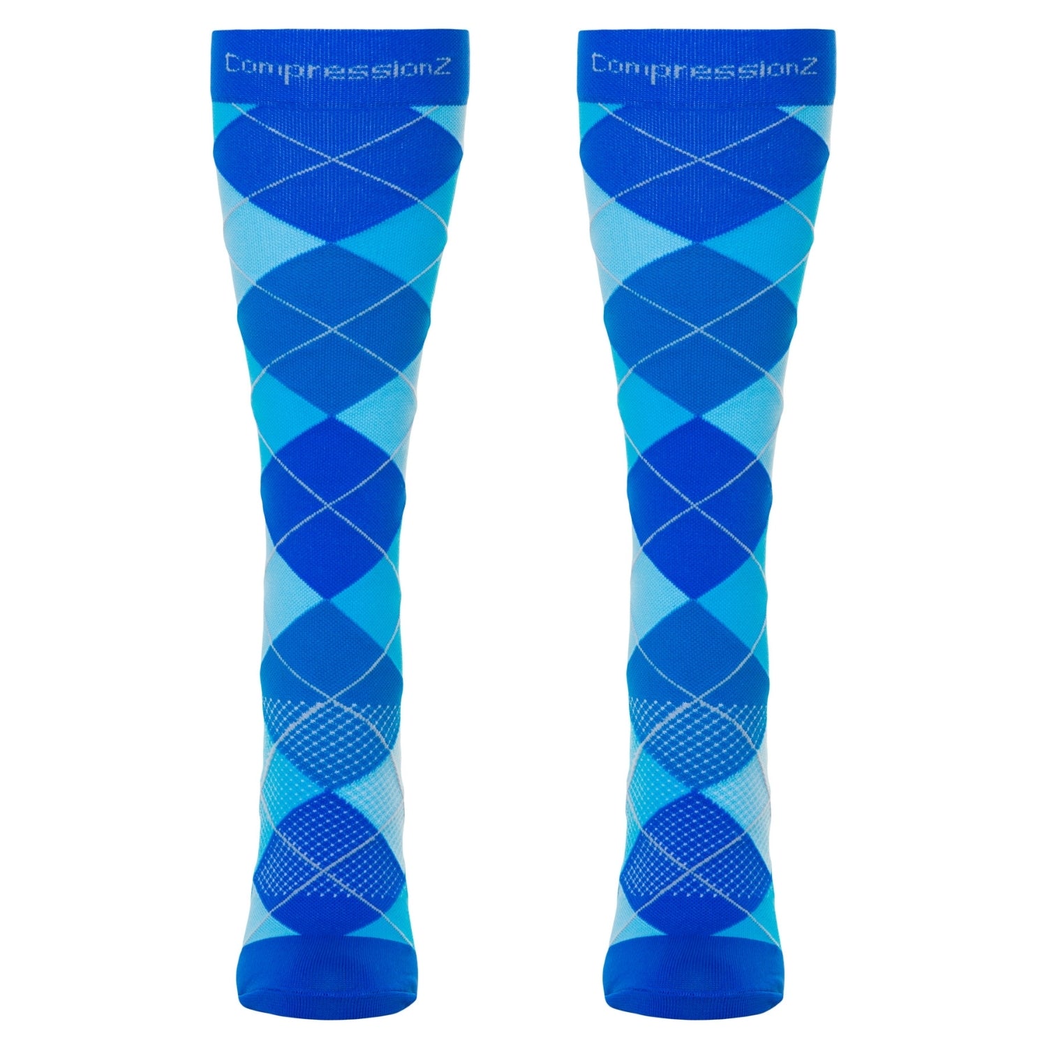 Compression Socks (30-40 mmHg) - Argyle Blue