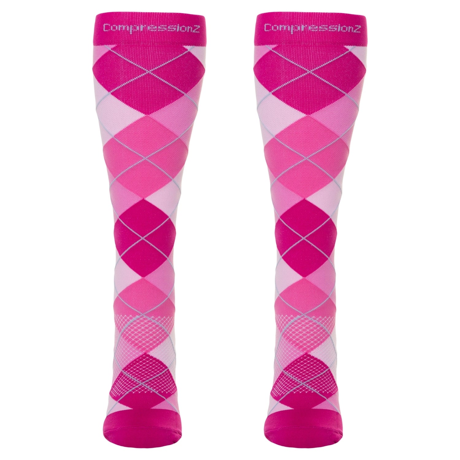 Compression Socks (20-30 mmHg) - Argyle Pink