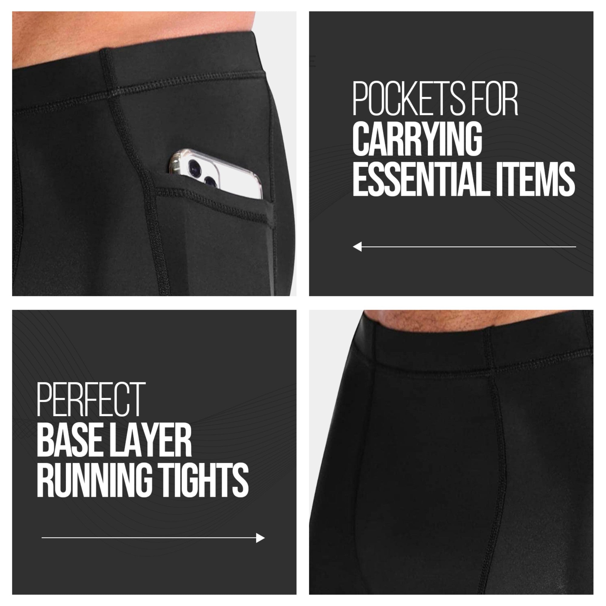 Men's Compression Pants W/ Pockets - Black