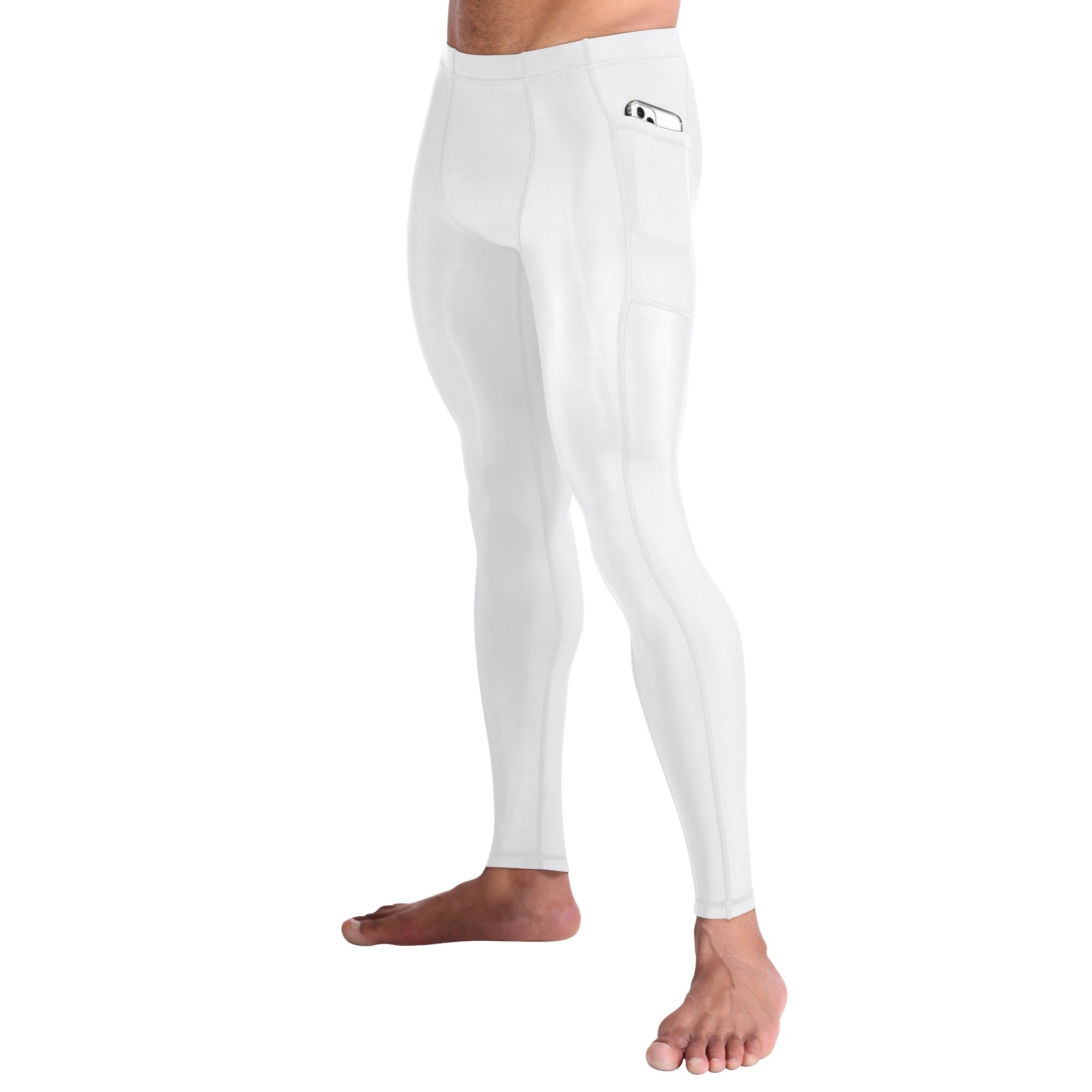 Men's Compression Pants W/ Pockets - White
