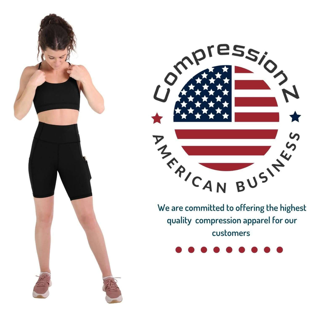 Women's Biker Shorts W/ Pockets - 7" Black