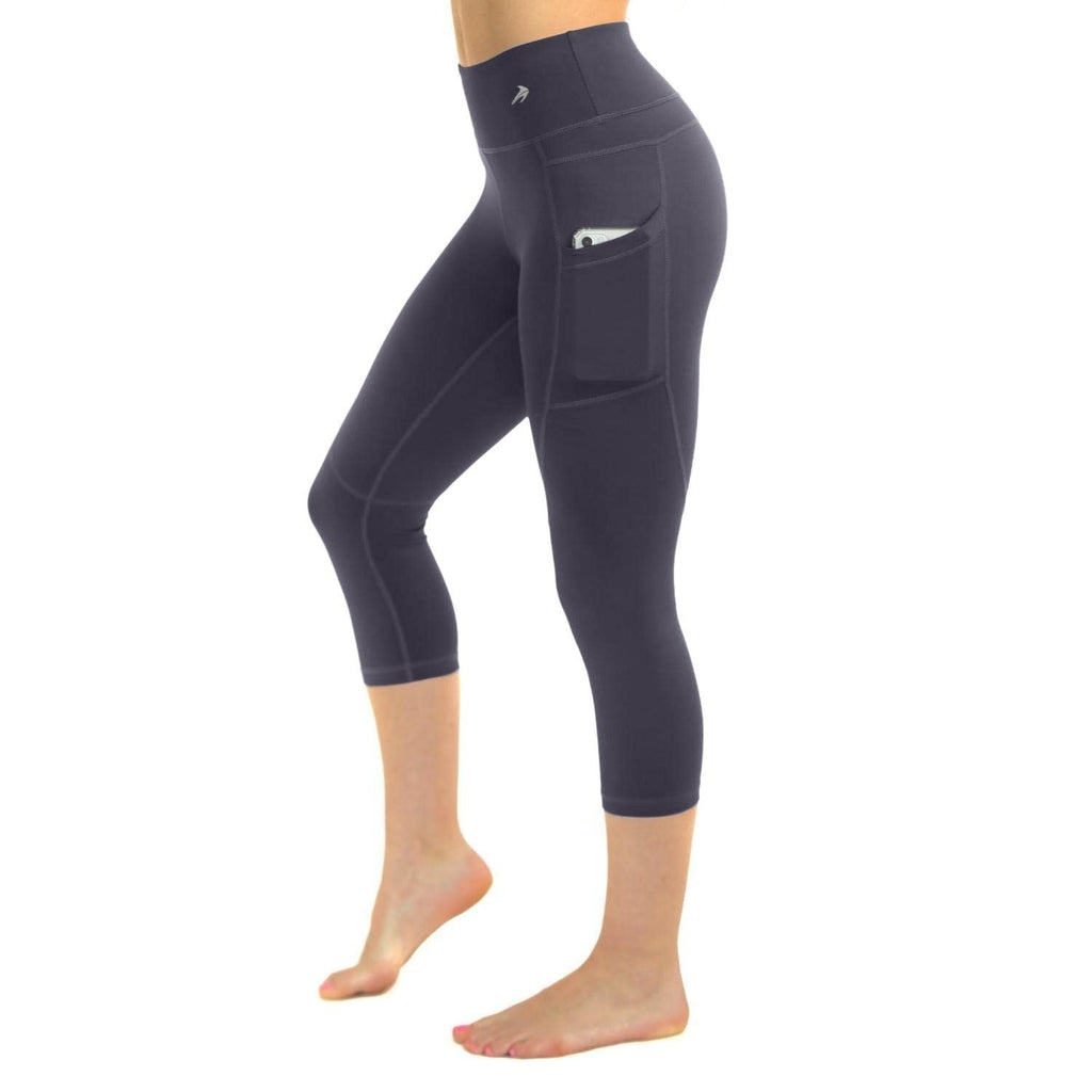 Women's Compression Capris W/ Pockets - Carbon Gray